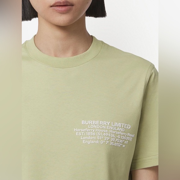 New Burberry Mist Green coordinates print logo tee - Picture 2 of 11